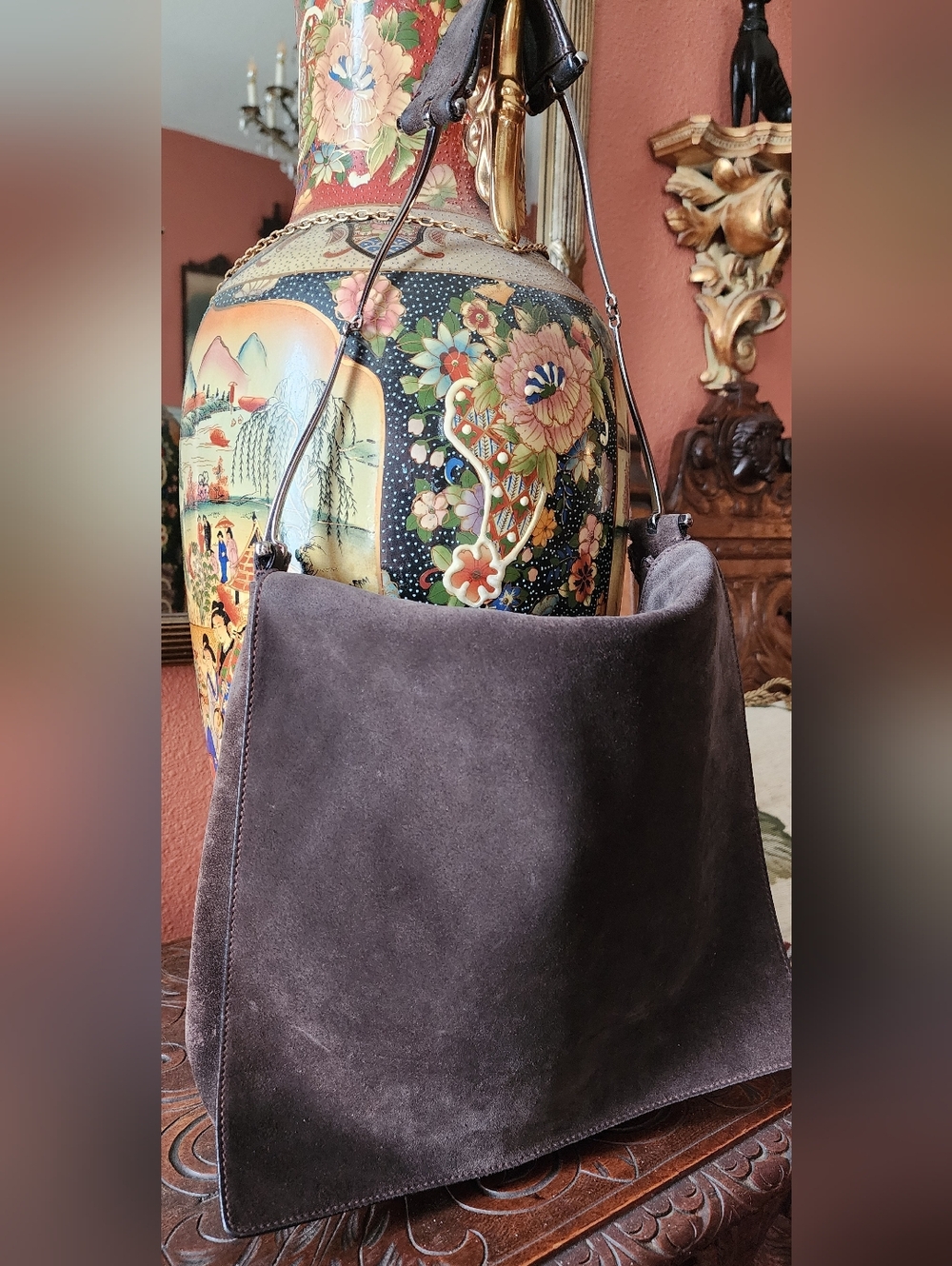 Vintage Gucci by Tom Ford Horsebit Strap Brown Suede Shoulder Bag Quiet Luxury